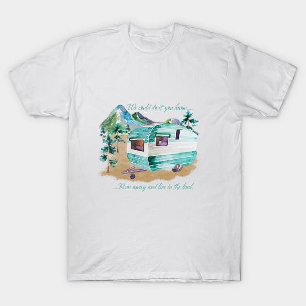 Watercolor Retro Vintage Camper Caravan T-Shirt by FreeSpiritedNomads